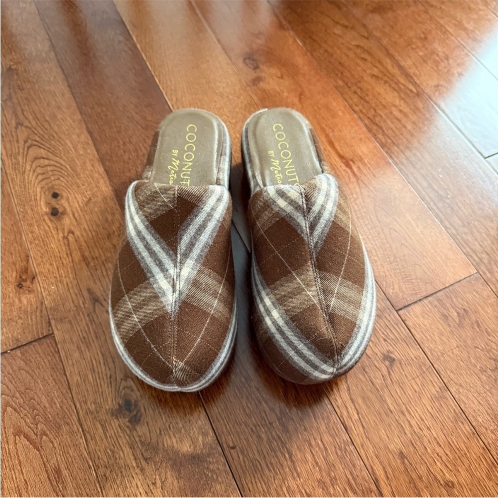 COCONUTS BELLA PLATFORM CLOG Plaid Brown Slip-On S - Picture 3 of 5